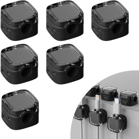 Support de Câble Magnétique 6 Pcs Magnetic Cable Clips Clips de câble magnétiques pour bureau, table de nuit, câbles de charge, HDMI, USB, câbles audio(Noir) (1/4)