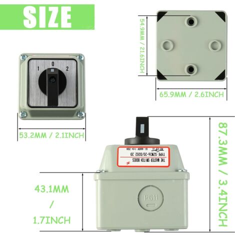 Interrupteur à Bascule Rotatif SZW26-20/D202.2D - Universel Avec Bouton Extérieur - Neuf