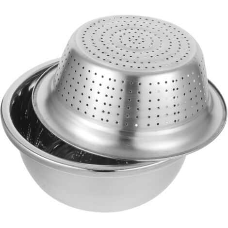 Stainless Steel Dual Layer Vegetable Washing Basket Kitchen Strainer For Fruits And Vegetables Easy Drainage And Storage