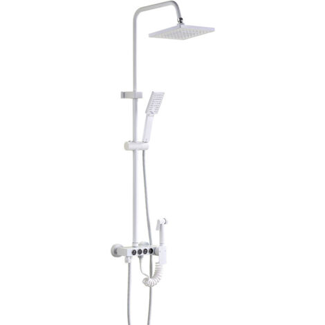 Douche à bouton blanc Ensemble de douche pour salle de bains Baignoire à effet de pluie en cuivre Baignoire ouverte pour salle de bains (1/4)
