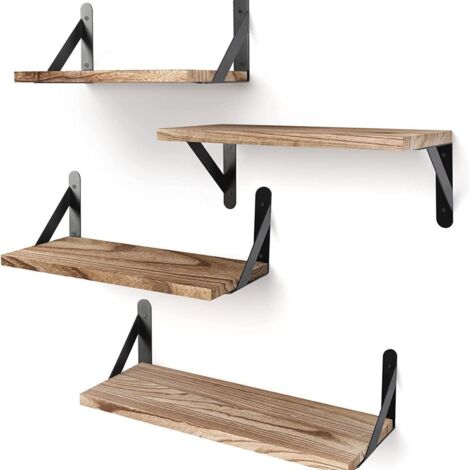 Lot de 2 étagères murales en Bois - Profondeur : 15 cm - Longueur : 42,5 cm - pour Salon, Chambre à Coucher, Salle de Bain, Cuisine, Bureau (1/5)