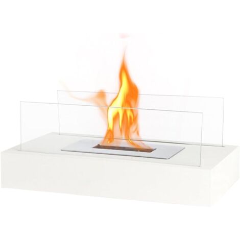 Largeight – Cheminée bioéthanol de table rectangulaire 35 cm – Combustion propre sans fumée – Verre résistant à haute température – Intérieur et extérieur