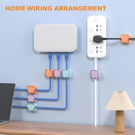 Porte Chargeur 9mm FLYLEAD 8 Pièces Clips Câble En Silicone Organisateur De Câbles Magnétique Auto-adhésif Support De Câbles Pour Bureau, Table De Nuit, Câbles De Chargement, HDMI, USB, Audio, Blanc Serre Cable
