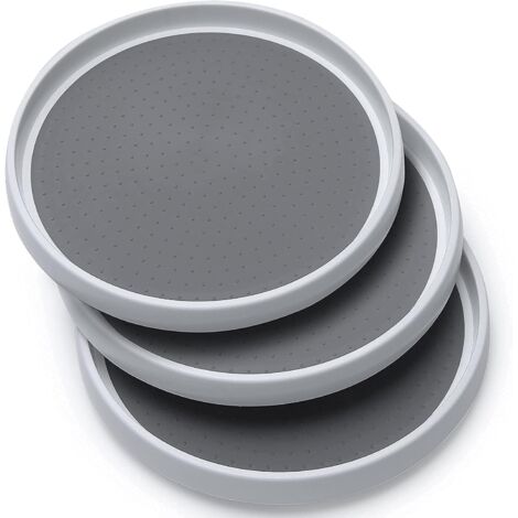 Lot de 3 platines tournantes Lazy Susan - Doublure antidérapante de 25,4 cm - Pour armoire, garde-manger, réfrigérateur, comptoir - Organiseur rotatif pour épices, condiments, pâtisserie (1/5)