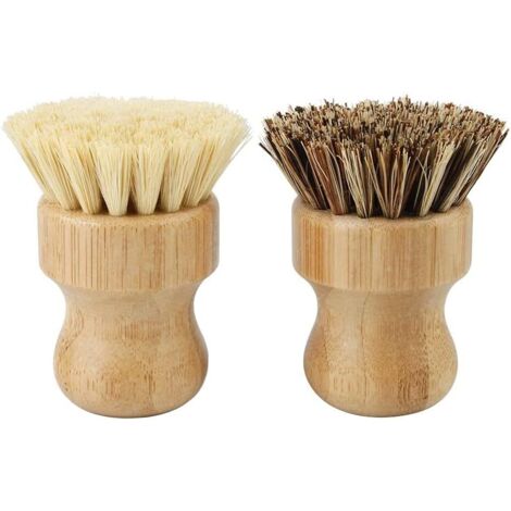 Brosse à récurer à Vaisselle en, 2 pièces, Brosse de Nettoyage à Gommage Naturel Brosse à légumes pour Vaisselle casseroles en Fonte (1/5)