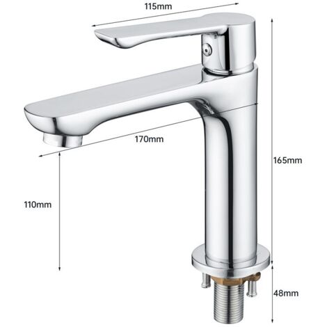Lavabo en cuivre complet de haute qualité robinet froid unique rehaussé robinet d’art rehaussé (1/4)
