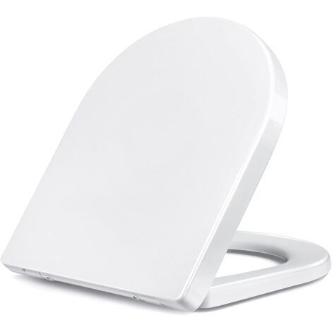 Abattant WC, Siège de Toilette Standard à fermeture douce avec dégagement rapide, fixation facile, Cuvette WC en UF Lunette Toilettes en forme de U/Blanc