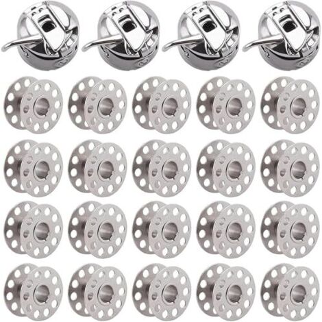 Métal Boîtier Canette,4 Pièces Boîte à Canette pour Machine à Coudre,20 Pièces Bobine en Métal,Compatible pour Singer Janome Brother Machine à Coudre Domestique Standard D'artisanat