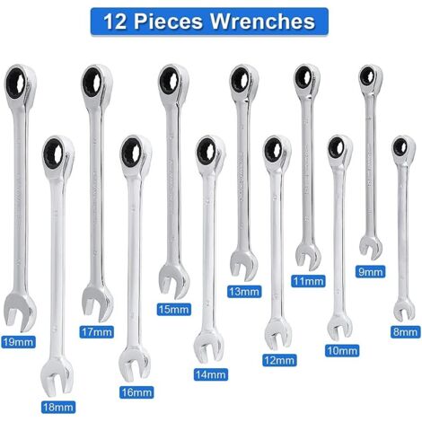 Lot de 5 clés à cliquet avec design à double direction pour un