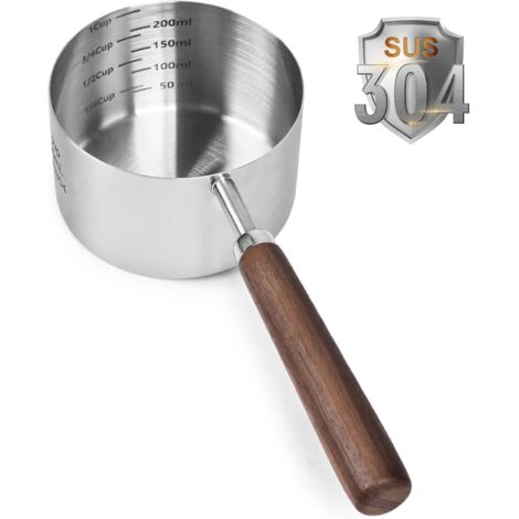 [JAMAIS UTILISÉ]Cuillère doseuse pour animaux de compagnie en acier inoxydable, cuillère doseuse avec manche en bois,mesure précise (250 ml),idéale pour la nourriture pour chiens et chats,durable et f (1/5)
