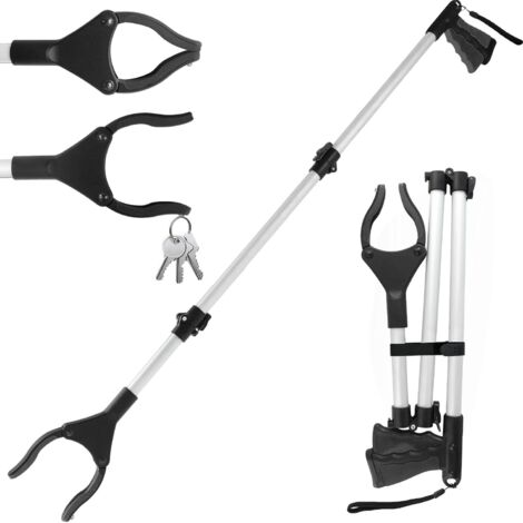 108cm Pince Ramasse Objet pour Personnes gées et Handicapés Aimants, Outils de Ramassage Pince Telescopique Rotative pour Attraper Les Objets, Pince Ramasse Dechets (Noir) (1/5)