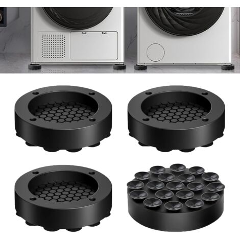 Patin Machine à Laver, 4 Pièces Pied Machine a Laver avec Patin en Caoutchouc, Patins Anti-Vibration Machine à Laver, Pied Anti Vibration Machine a Laver pour Machines à Laver et Sèche-Linge (1/4)
