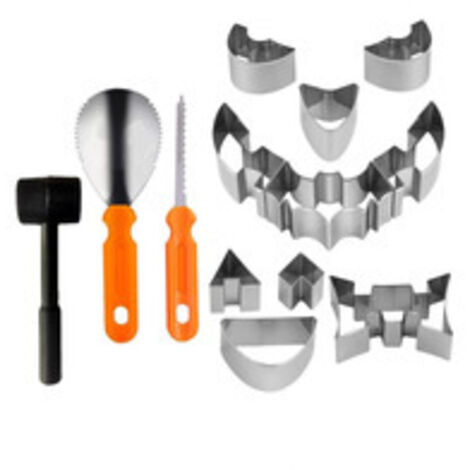 [JAMAIS UTILISÉ]Halloween Kit De Sculpture De Citrouille, Outils De Sculpture De Citrouille, Couteau À Découper Les Citrouilles, Set De Sculpture Moule De Citrouille Avec Led Bougie Lumineuse Pour Adu (1/5)