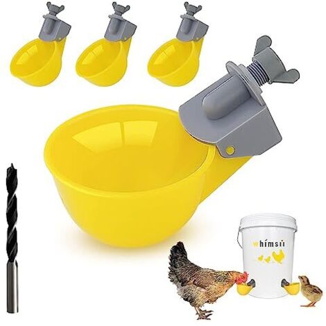 Gobelets d'Eau pour Poulet (Paquet de 6) - Abreuvoir Automatique Anti-Fuite, Contient 50% d'Eau en Plus, Convient aux Poussins, Canard, Caille, Dinde (1/5)