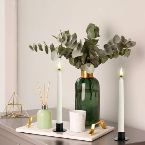 Bougeoirs Noirs Ronds 4 Pièces - Porte-bougies Pilier Métal - Support Décoratif Noël, Mariage