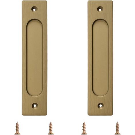 Rectangular Recessed Sliding Door Handle, 2pcs Bronze Golden Zipper Aluminium Cabinet Door Handle with Screws for Sliding Barn Door (180mm) (1/5)