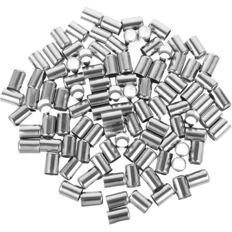 100 Pièces Manche du tube Ferrules à manches de tuyau manchons de sertissage outil de connecteur de tuyau hydraulique manchon de tuyau Acier inoxydable Silver (1/5)