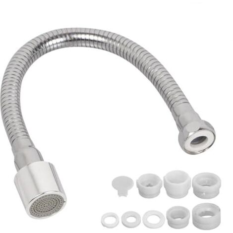 [JAMAIS UTILISÉ] Rallonge de Robinet 30 cm, Buse de Robinet Pivotante à 360° avec 2 Modes de Jet, Tuyau Flexible en Acier Inoxydable, 6 Adaptateurs pour Cuisine et Salle de Bain (1/5)