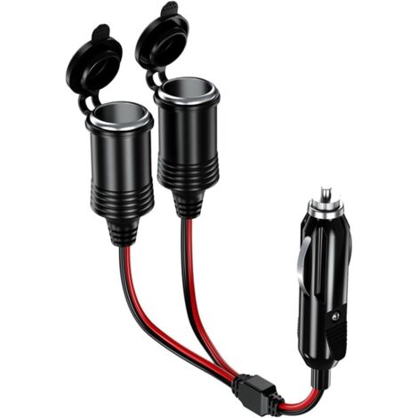 1 à 2 Rallonge Allume Cigare, Double Prise Allume-Cigare avec Interrupteur, Y Splitter Câble D'extension avec Fusible 15A, 12V/24V Adaptateur Répartiteur pour Voiture, Bateau, Moto (1/4)