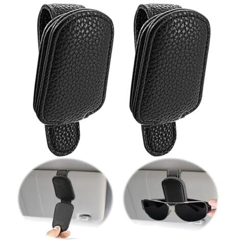 2 Pièces Support de Lunettes de Voiture Magnétique, Clip pour Pare-Soleil de Voiture, Universel, Support de Lunettes de Soleil pour Voiture, Accessoires Auto (Noir) (1/5)