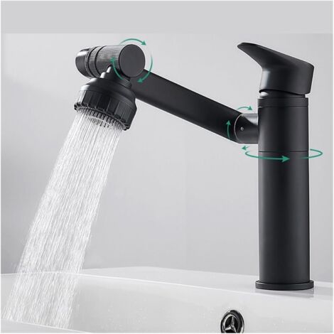 Robinet de salle de bain pivotant, mitigeur de lavabo, montage sur comptoir, robinet anti-éclaboussures, pommeau de douche, aérateur, robinet de salle de bain (1/5)