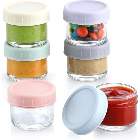 [JAMAIS UTILISÉ]Lot de 6 Petits Récipients en Verre avec Couvercles Hermétiques,50ml, Boîtes de Conservation Alimentaire pour Sauces,Dips,Compatible avec Micro-Ondes et Lave-Vaisselle,pour Pique nique (1/5)