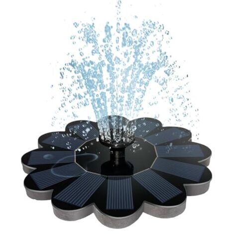 [JAMAIS UTILISÉ]Fontaine Solaire, 1.4W Fontaine Solaire Exterieure de Jardin Avec 5 Buses et un Adaptateur, En Forme de Fleur Fontaine Exterieure de Jardin, Decoration Jardin Convient aux Bains D'oise (1/5)