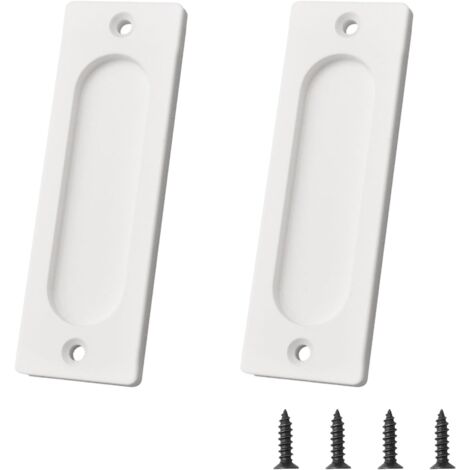 2 Pack 4 Inch Rectangular Sliding Door Handle Recessed Aluminium Alloy White with Mounting Screws for Sliding Barn Door (1/5)