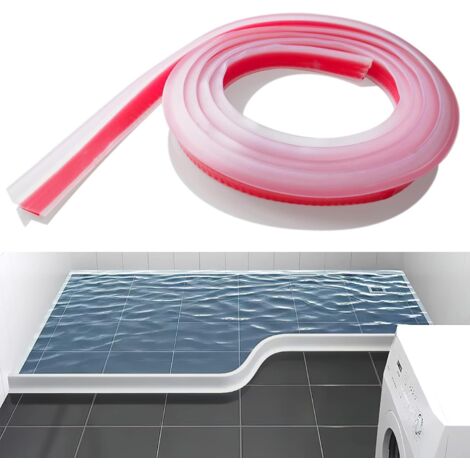 200 cm barrière de douche, bande de rétention, silicone, joint de baignoire, bord de barrière pliable profil (transparent) (1/5)