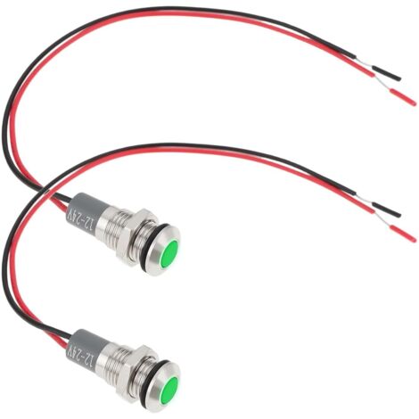 [JAMAIS UTILISÉ]Lot de 2 Voyants LED AC/DC 12 V-24 V 8 Mm Montage Sur Panneau Coque Métallique Voyants d'avertissement Vert (1/5)