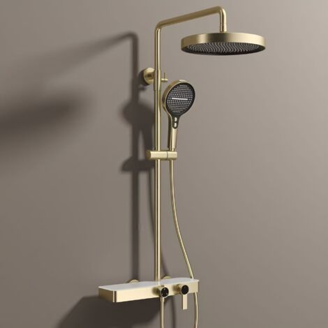 Largeight – Colonne de douche mécanique effet pluie – Cuivre antirouille – Technologie Mr Jet pour pression optimale – Buse silicone entretien facile