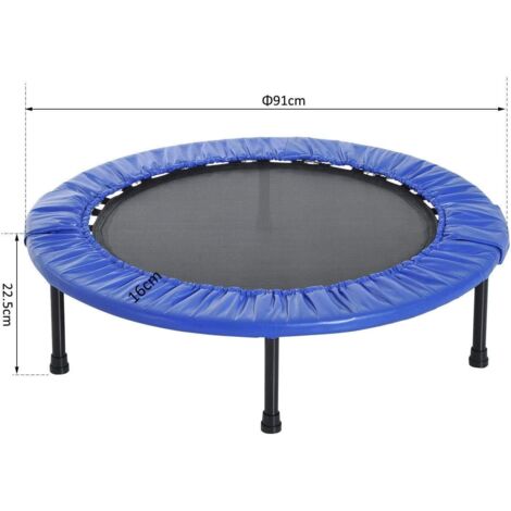 Trampoline Pliable Fitness – 130 Kg, Silencieux, Avec Porte-téléphone Et Gobelet, Barre Réglable 116-136 Cm