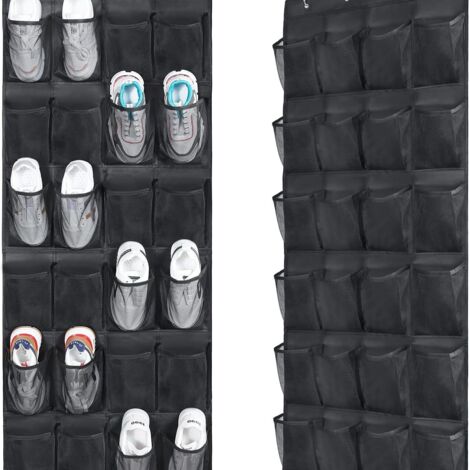 [JAMAIS UTILISÉ]Rangement des Chaussures à Suspendre Derrière de Porte - étagère 24 Poches, Organiseur, Noir Tissu en Lin (1/5)