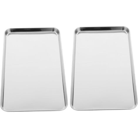Plaque De Cuisson + Grille En Acier Inoxydable – Lot De 2, Dimensions 23x17 Cm, Lavable Lave-vaisselle, Pour Pâtisserie Et Refroidissement