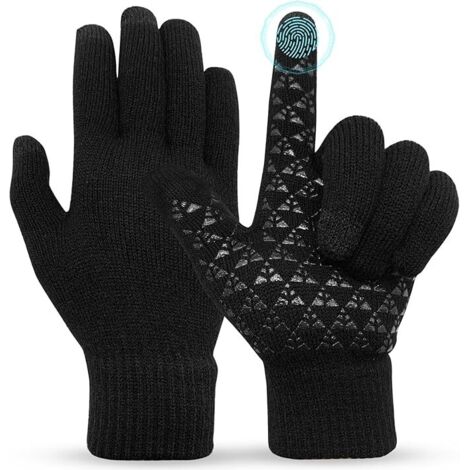 Ineepor – Gants D’hiver Unisexes En Laine D’alpaga – Tactiles (pouce Et Index) – Antidérapants – Pour Conduite, Ski, Running – Taille S-XXL