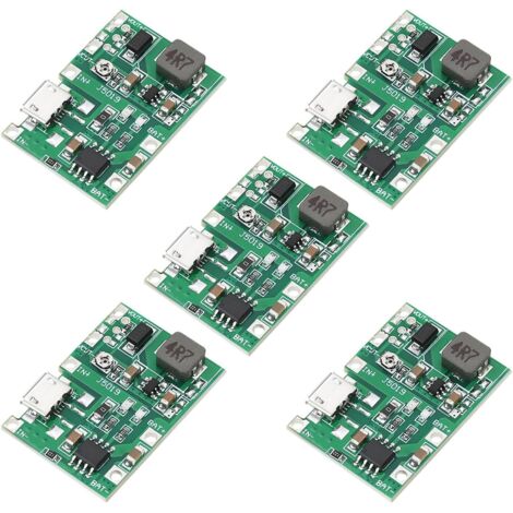 5 Pièces Modules de Chargeur 2A 18650 Li-ION pour Batterie Rapide 3,7 V Boost à 5V 9V 12V avec Protection Contre Les Surcharges pour Équipements Alimentés par Batterie