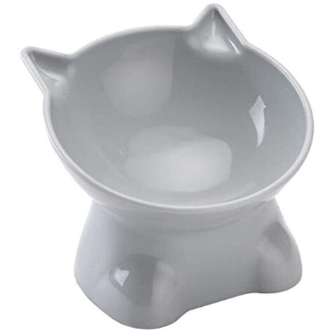 Gamelles Surélevées pour Chat - Inclinable à 15 Degrés, Peu Profonde 13,5 cm - pour Nourriture et Eau - en Étain (1/5)
