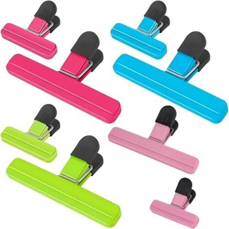 Pince Sachet Alntaire,8 Pièces 2 Tailles de Clips de Couleur pour Sacs,Plastique Pince Alntaire Fermeture pour Emballage Cuisine Snack Collations,Chips Pain,Stockage Café