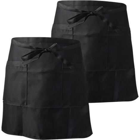 2 Pièces Tabliers Serveur, Tablier Taille, Tablier de Service avec 2 Poches, Unisexe pour Tablier Cuisine pour Cuisine, Nettoyage, Peinture, Jardinage, Bistro, Restaurant (1/5)