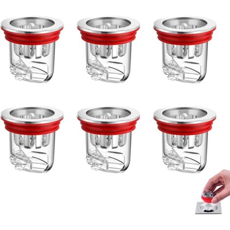 6 Pièces Filtre Evier, Clapet Anti Odeur pour 3,2–4,5 cm, Anti Refoulement Ffiltre de Drainage, Anti Odeur Filtre Cheveux Baignoire, pour WC, Salle de Bain, Cuisine, Balcon (Transparent) (1/5)