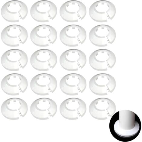 20 Piece Radiator Rosette Kit, 20 mm Pipe Cover Plumbing, Radiator Rosette (White) (1/5)