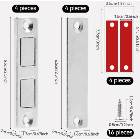 Lot De 10 Fermetures Magnétiques Pour Portes D'armoire - Couleur Marron, Plastique Et Fer