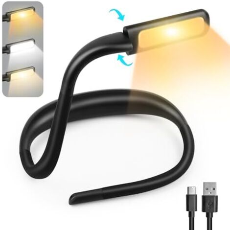 Liseuse Lampe de Lecture de Cou, Rechargeable 3 Couleurs Lampe Lecture au Lit LED Bras Pliables pour la Lecture, le Tricot, la Réparation, Camping           [Classe énergétique G] (1/5)