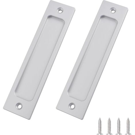 2pcs Oval Sliding Door Handles Self Adhesive Handle Without Punch Aluminum Alloy Silver for Sliding Barn Door Window Cabinets/15cm (1/5)