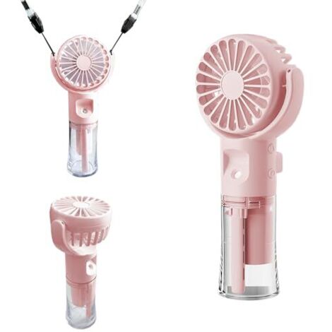 Mini ventilateur portable, brumisateur portable, rechargeable, 4 vitesses réglables, pour l'été, l'extérieur, les voyages, le maquillage, la maison, le bureau, le camping (1/5)