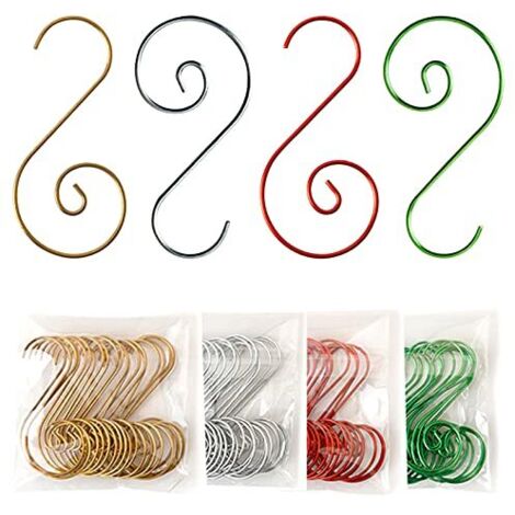 [JAMAIS UTILISÉ]200 Pièces Crochet S pour Decoration Noel, Metal Crochets en S INOX, Crochet pour Decoration Sapin de Noel (Rouge+Jaune+Argent+Vert) (1/5)