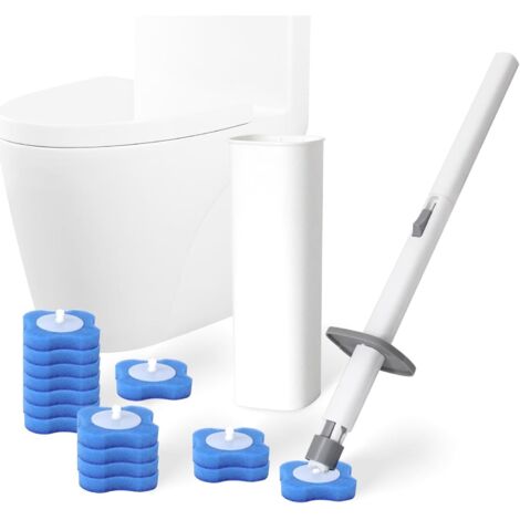 Brosse de toilette, salle de bain murale, avec têtes de brosse de remplacement, 14 outils de nettoyage (1/4)
