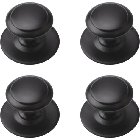 Lot de 4 boutons de tiroir en acier inoxydable auto-adhésifs instantanés pour porte coulissante de 3,5 cm avec vis de montage pour placard en verre (noir mat) (1/5)