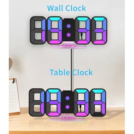 Horloge,LED réveil numérique température Date affichage bureau miroir
