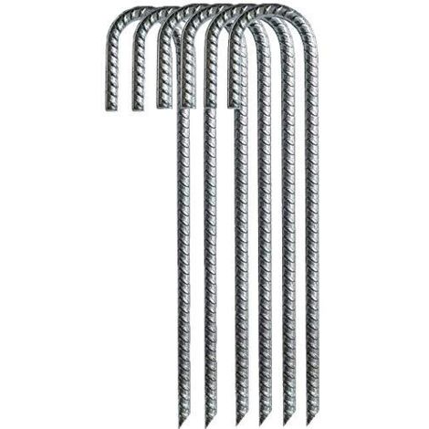 Lot De 4 Piquets De Tente En Acier Galvanisé – 30 Cm, Crochets En U Pour Trampoline, Bâche, Camping